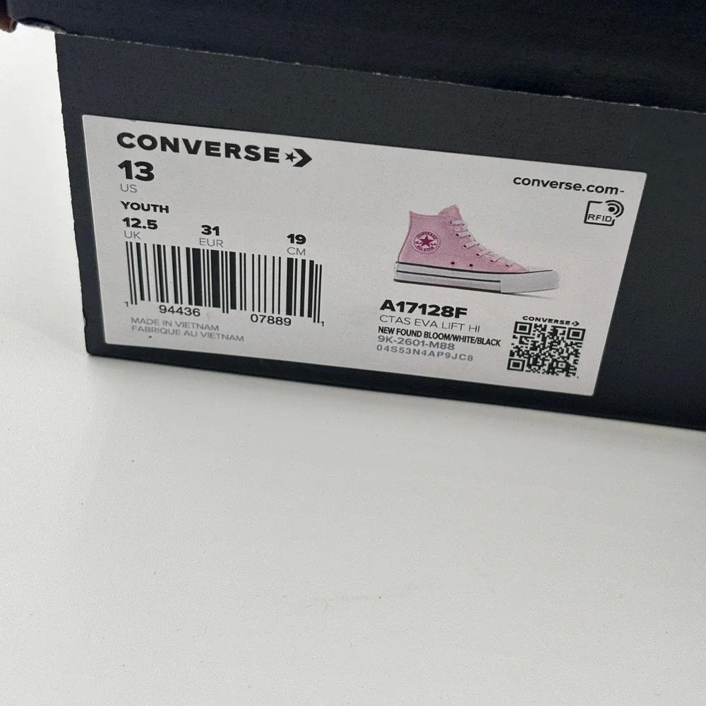 Converse CTAS Eva Lift Hi Shoes Youth Size 13 Pink White Lifestyle A17128F